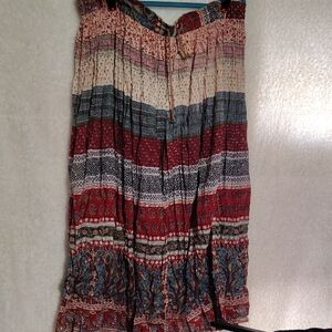 Colorful Boho Maxi Skirt Peasant Gypsy Festival India Style Tired Skirt